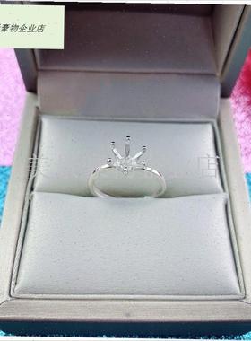 s925纯银莫桑石戒托未镶嵌钻石戒指空托圈口可调节X简约款六爪戒.