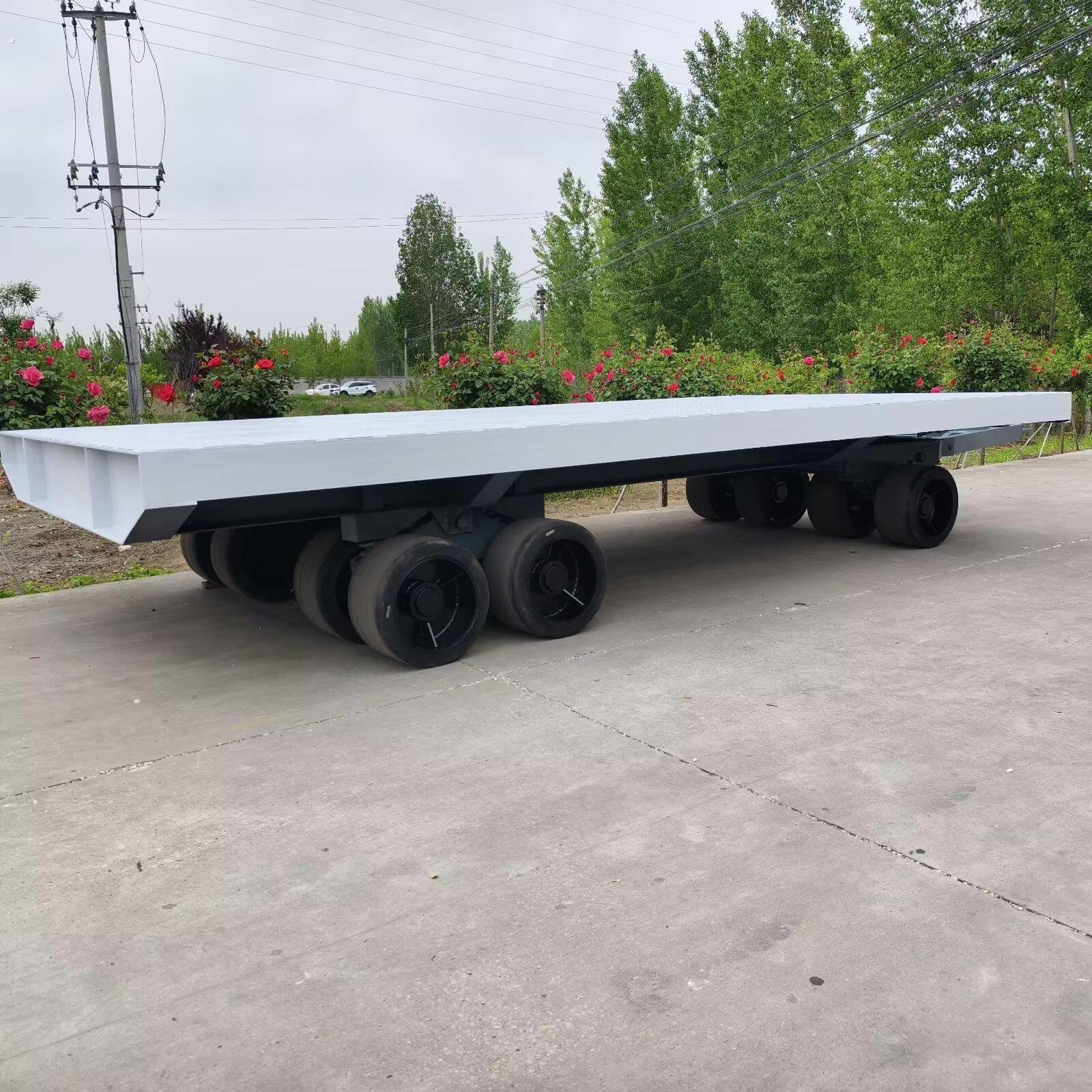 重型牵引式平板拖车厂区实心轮胎设备转运车道路全挂车结实耐用