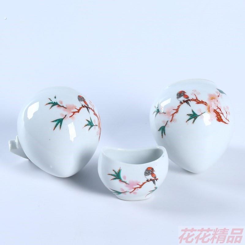 新款画眉陶瓷鸟食杯绣眼鸡心杯月牙杯四喜黄鹂鸟笼鸡心杯食盒配件