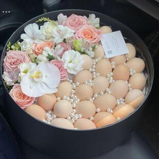 坐月子送鸡蛋花篮产妇放装鸡蛋的篮子满月送礼珍珠鸡蛋礼盒空盒子