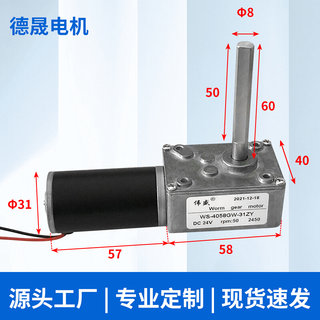 4058GW直流减速电机24v12v蜗轮蜗杆自锁好31ZY长轴微型可调速马达