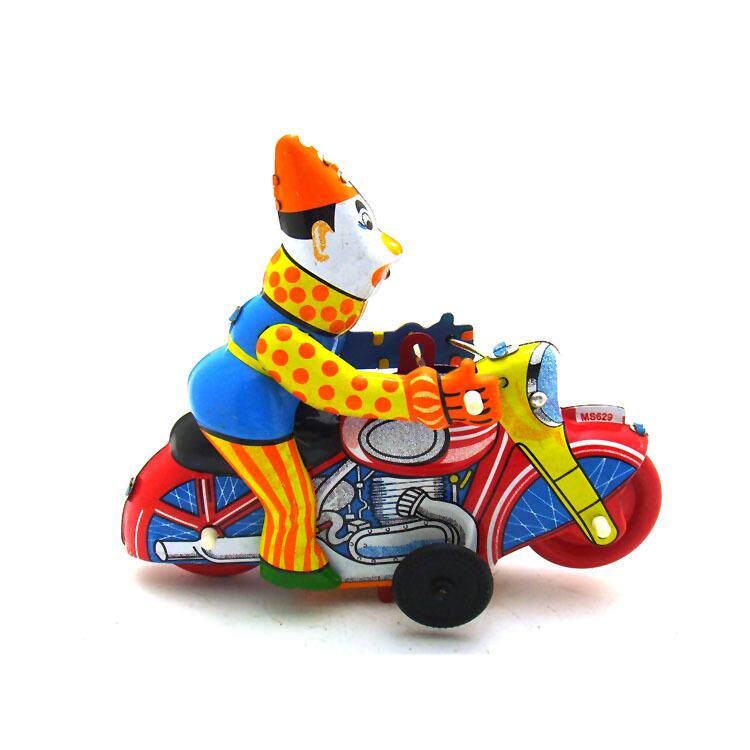 MS629小丑杂技摩托车复古怀旧收藏品主题创意摆件铁皮玩具