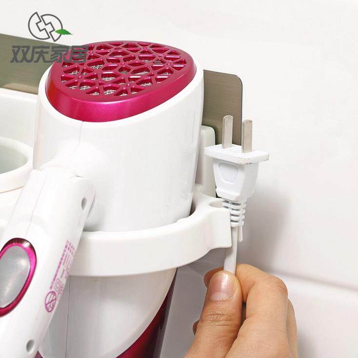 强力吸盘无痕贴电吹风机架 吸壁式浴室牙刷牙膏收纳置物架