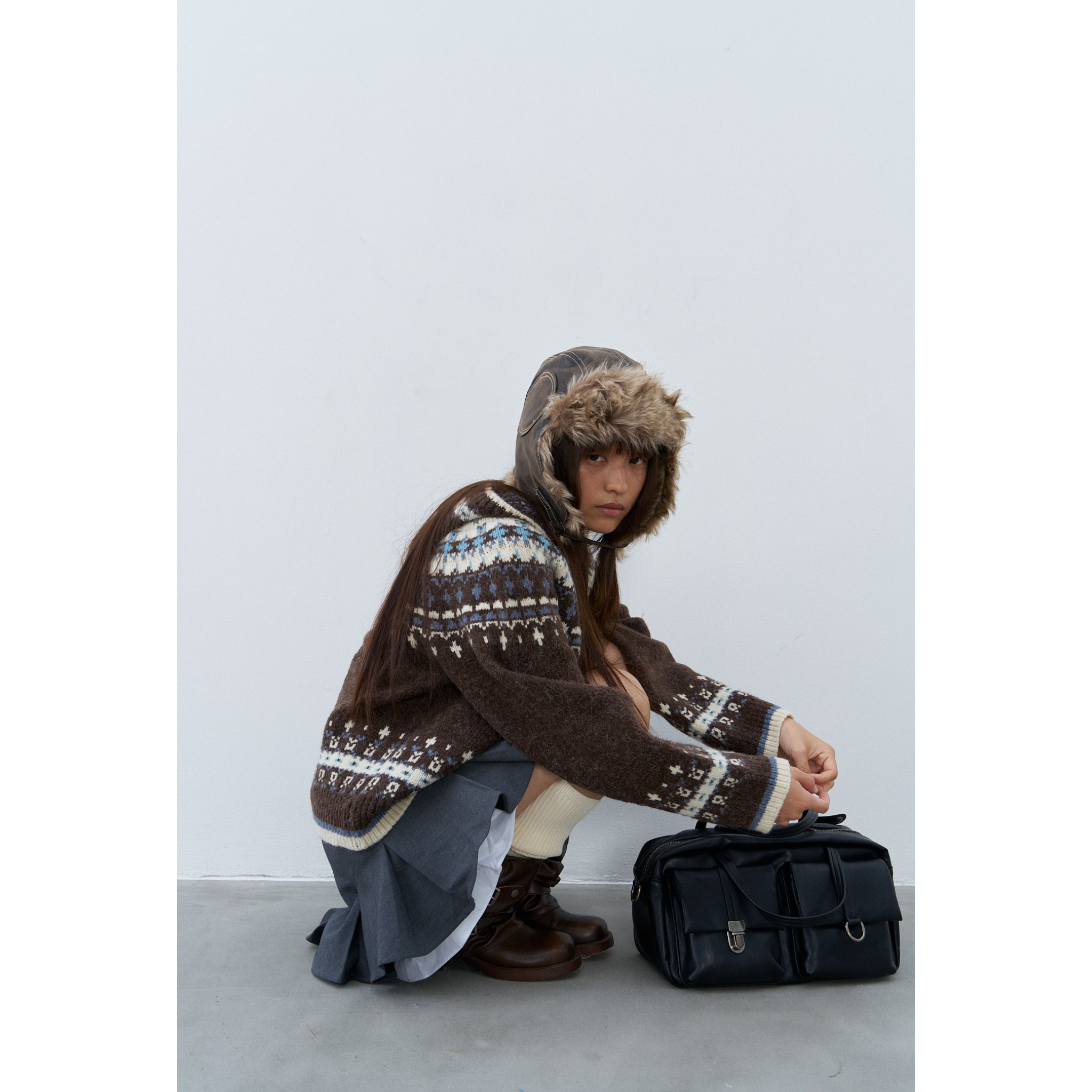 Rebornique 新款羊毛混纺撞色复古连帽毛针织衫费尔岛毛衣开衫,女装/女士精品,毛衣,淘宝优惠券,粉丝福利购,淘宝优惠卷