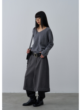 Rebornique 韩系搭片设计仿裤装五分裙中低腰西装直筒裙半身裙女