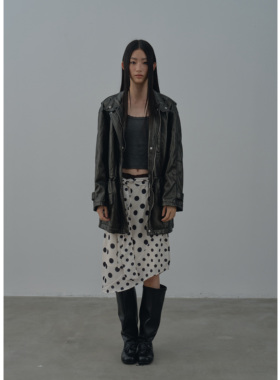 Rebornique 不规则波点腰部褶皱半裙女 韩系甜酷风轻亚叠穿搭配