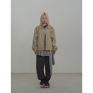 Rebornique miu系小众设计抽褶廓形短外套 卡其色书呆子夹克女