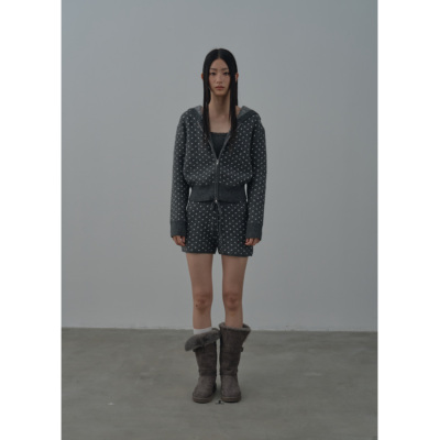 韩系甜酷风波点针织开衫