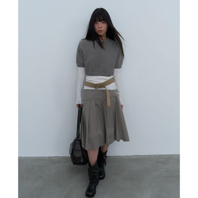 Rebornique格雷系百褶裙