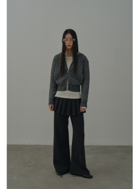 Rebornique 假两件设计感叠穿屁帘微喇裤 高腰显瘦搭片弹力休闲裤