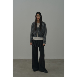 高腰显瘦搭片弹力休闲裤 Rebornique 假两件设计感叠穿屁帘微喇裤