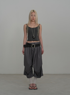 Rebornique 韩系松弛感气球褶皱八分裤 设计感垂坠百搭休闲裤女