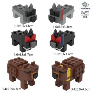 Roblox森林中的99夜游戏周边玩具棕熊灰狼6件套动物拼装积木模型
