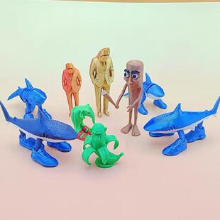 整蛊手恶搞a模人i山海经办公仔西装鲨鱼夜光玩具节可动木关棍3d型