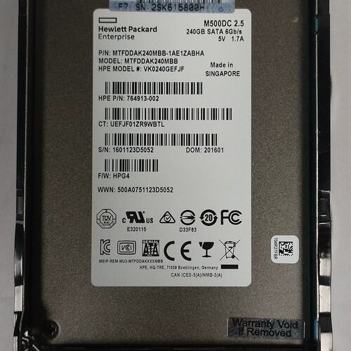 240G SATA 6G 765014 VK0240GEJF 服务器SSD 2.5 100% 带托架议价