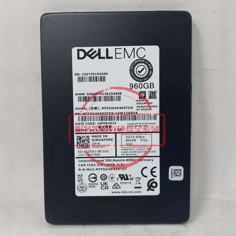 R740 R750 读取密集型固态06KCYT 0CDC61 960G SSD SATA 2.5议价