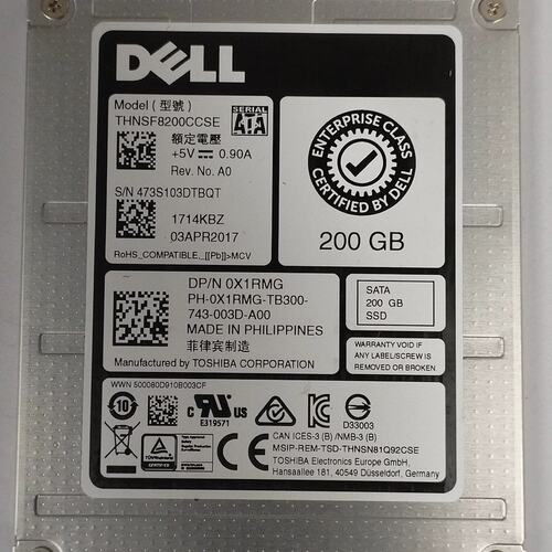 200G SATA 6G 0X1RMG THNSF8200CCSE服务器SSD 2.5 100议价
