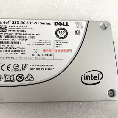 0VXG5N 960G SATA SSD 2.5寸 6GB 固态硬盘 SSDSC2BB960G7R议价