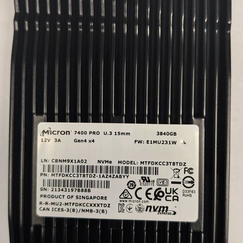 MICRON 7400PRO U3 3.84T NVME 2.5 GEN4 MTFDKCC3T8TDZ SSD议价