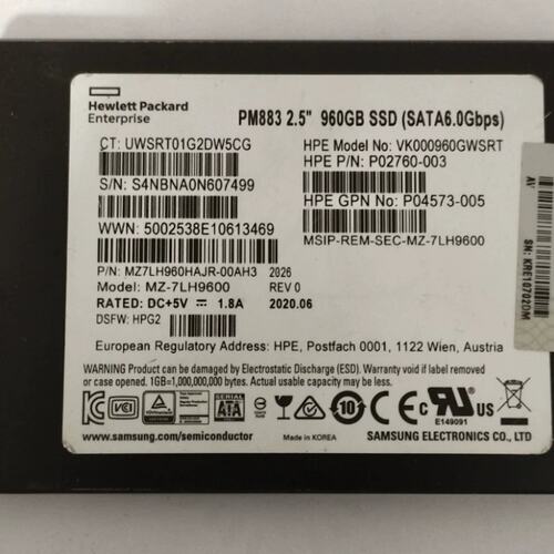 960G VK000960GWSRT P02760 P04573 MZ7LH960HAJR PM883 2.5议价