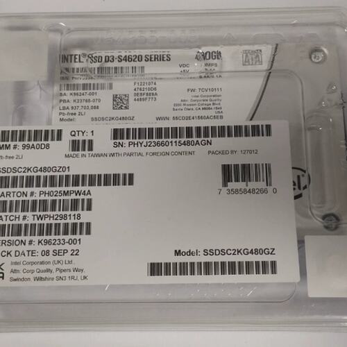 S4620 480G SSDSC2KG480GZ01 盒装 服务器SSD 2.5 7MM议价