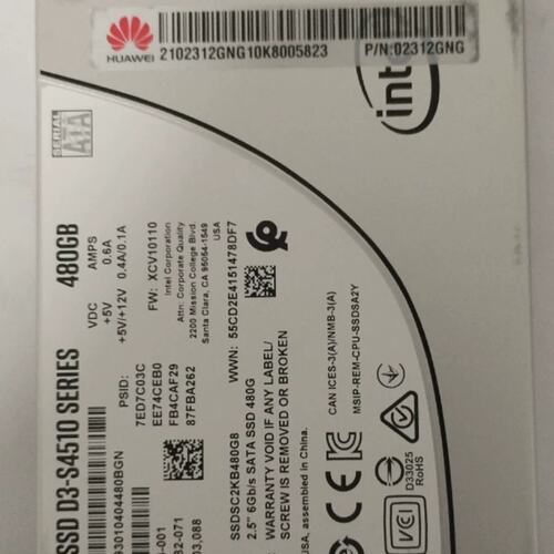 480G SATA 02311GNG SSDSC2KB480G8 S4510服务器SSD提供测报议价