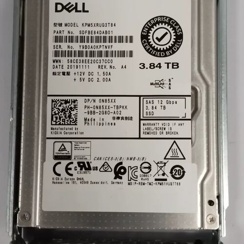 3.84T 12G SAS 091W3V KPM5XVUG3T84 服务器固态SSD 2.5 512议价