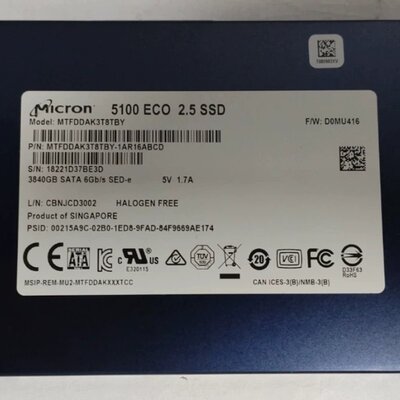 达 5100ECO 3.84T 6GSATA MTFDDAK3T8TBY 服务器SSD 提供测报议价