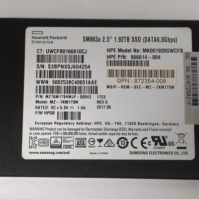 1.92T 6GSATA 866614 872354 MK001920GWCFB 服务器提供测报议价