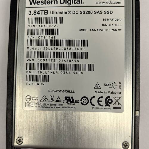 3.84T SAS 存储硬盘 12G 02351SQD SDLL1MLR038T5CHS SS200议价