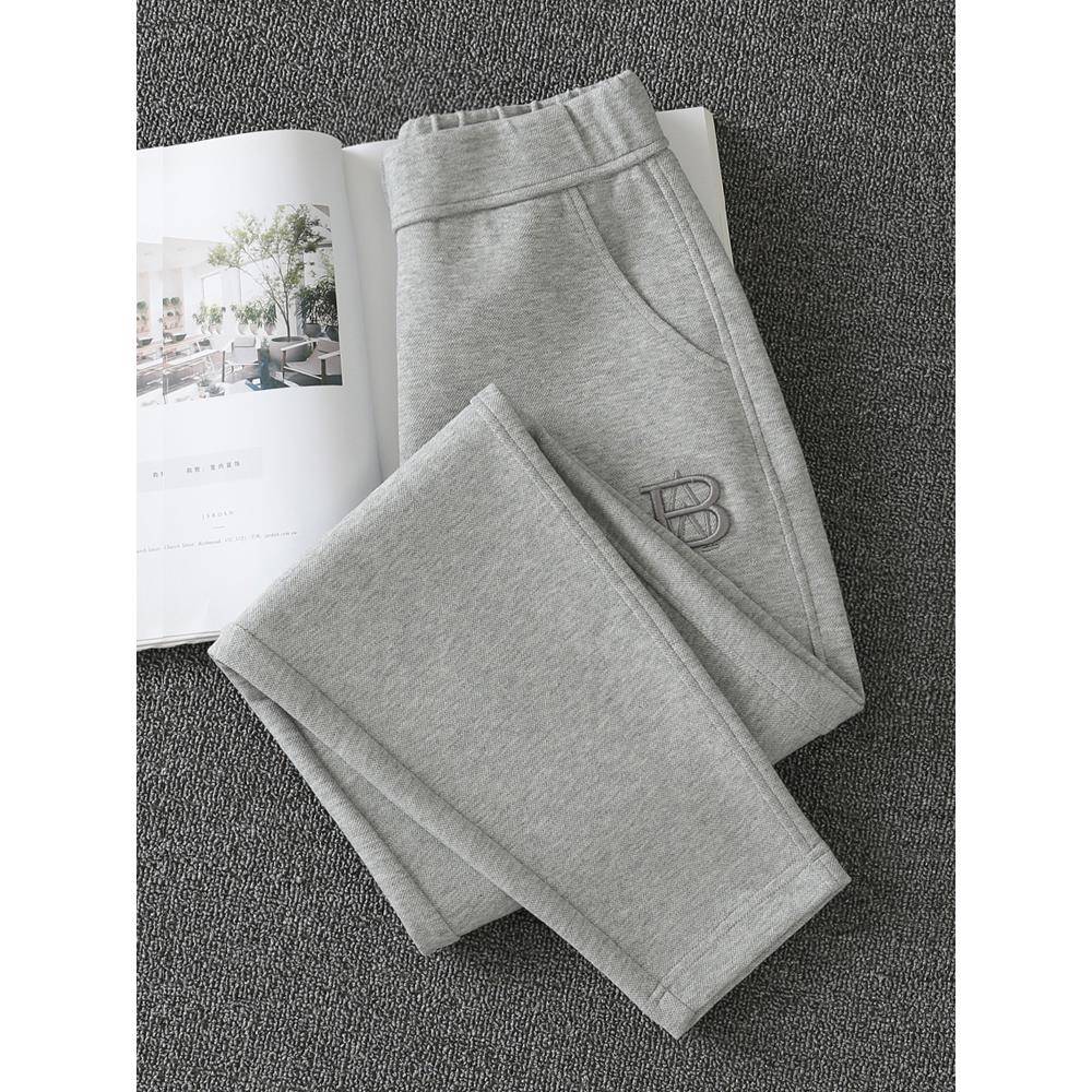 欧洲站2025新款休闲运动裤女哈伦裤加绒卫裤春秋款女裤灰色裤子男