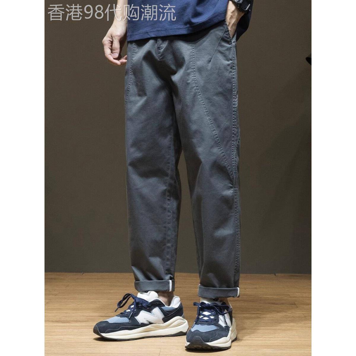 it neith BIAS潮牌夏季直筒休闲裤男宽松大码工装长裤灰色锥形裤