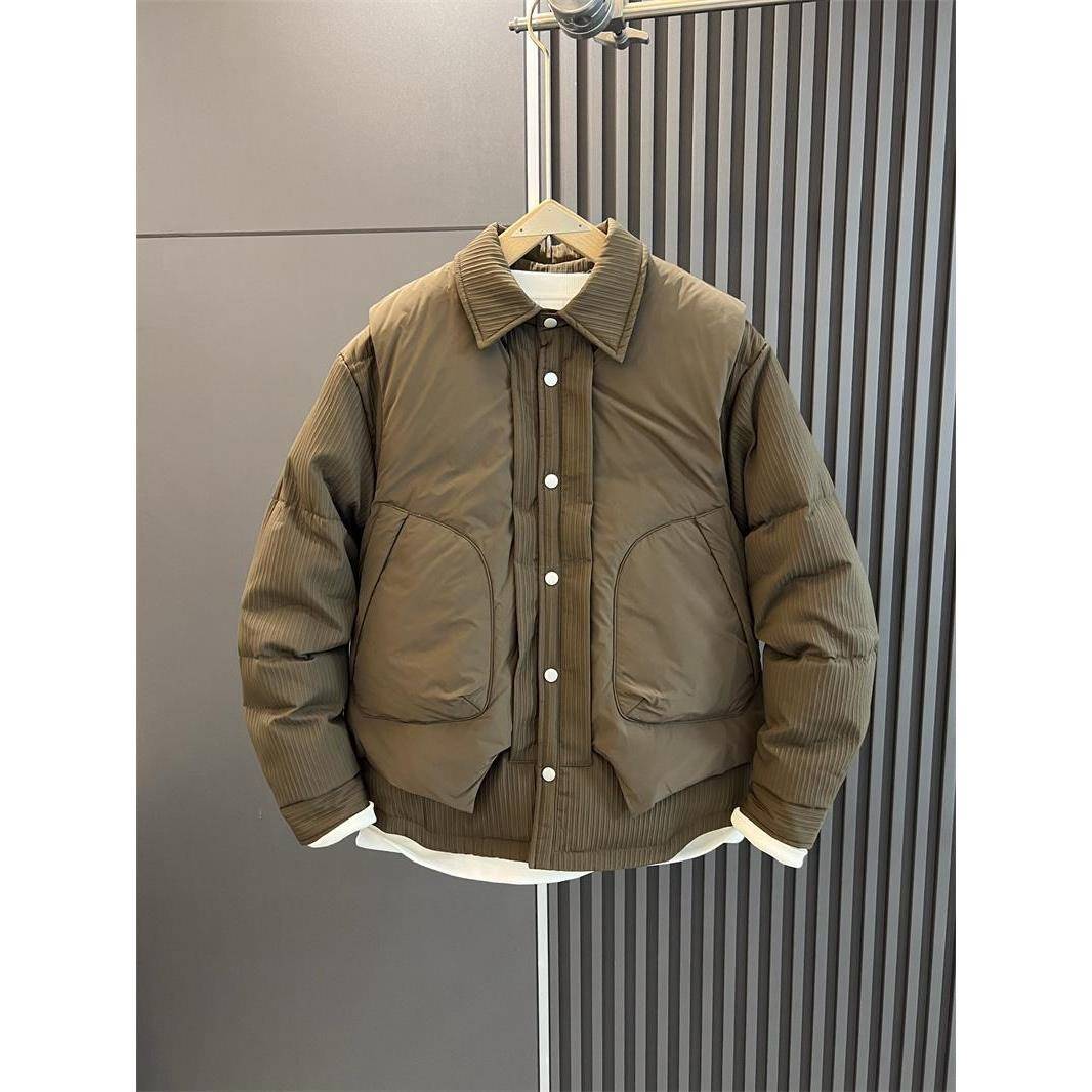 MAROLIO~时尚设计感！羽绒服可脱卸马甲两件套冬季加厚美式外套男