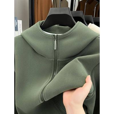 高品质摇粒绒连帽外套男户外防风保暖开衫卫衣双面奥粒绒纯色上衣