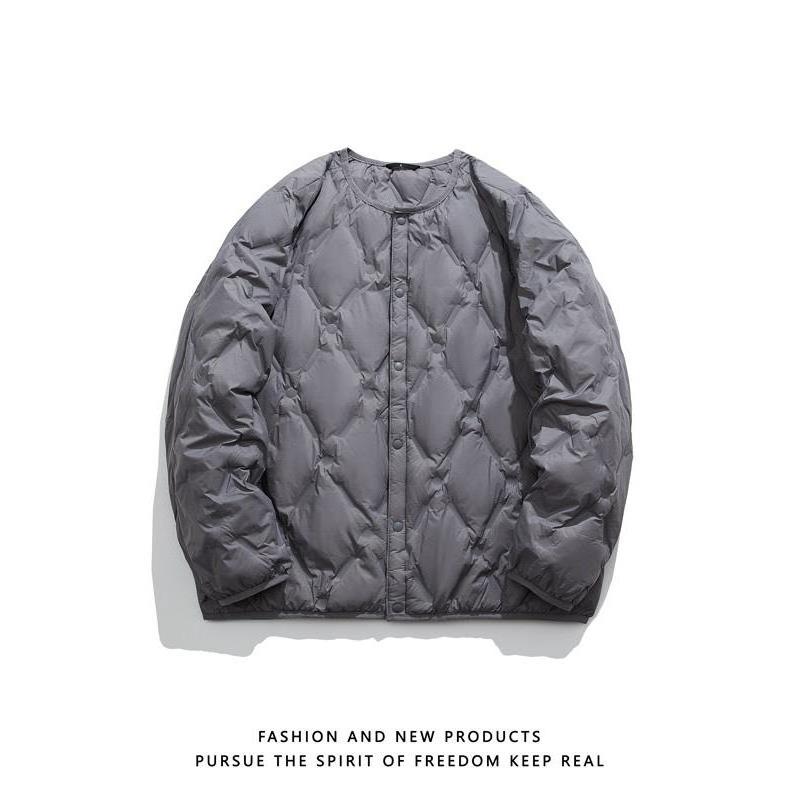 Mostarsea~轻薄内胆纯色羽绒服秋冬短款时尚保暖无领宽松上衣外套