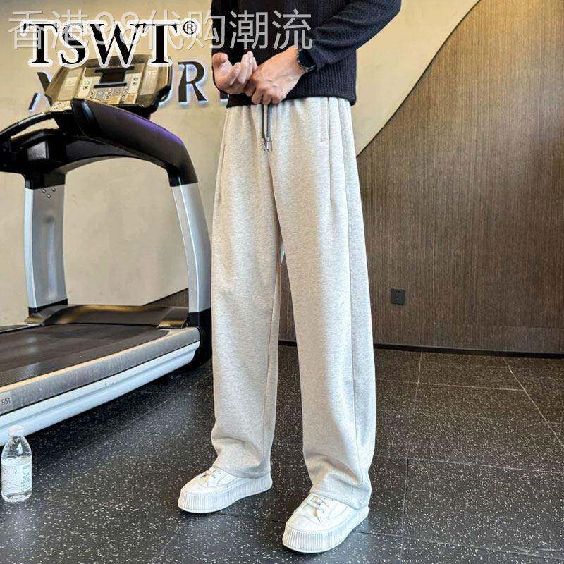 高端纯色直筒休闲裤男秋冬2026新款潮牌宽松百搭运动卫裤男士长裤