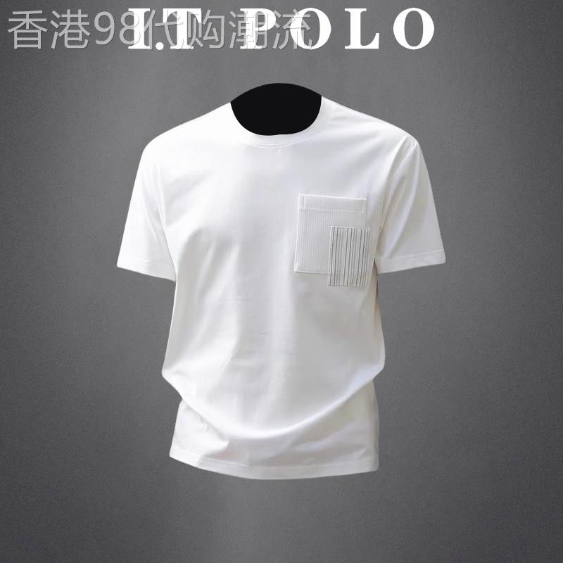 I.T POLO 专柜~日系不对称布贴短袖t恤男圆领夏季基础百搭微宽松
