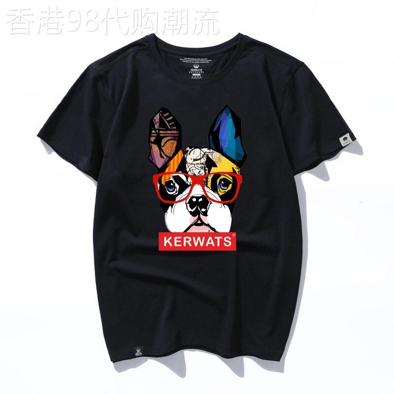 香港it代购S大尺码男装短袖T恤2026新款潮胖子小狗头字母印花半袖
