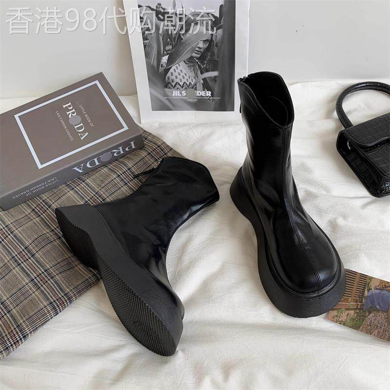 英伦风真皮厚底马丁靴女款秋冬季爆款加绒单靴大头黑色瘦瘦短靴子