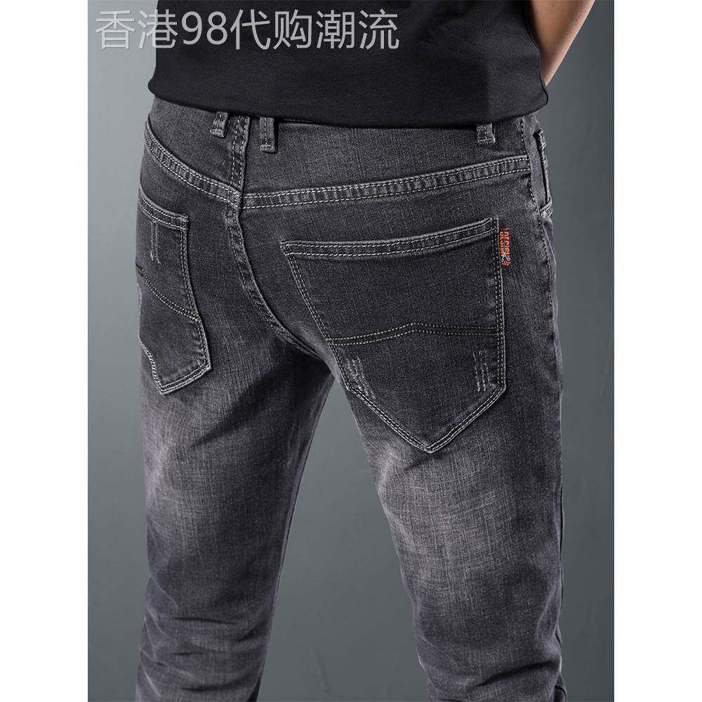 香港高端黑灰色牛仔裤男2025年秋季修身小脚弹力韩版休闲长裤子潮