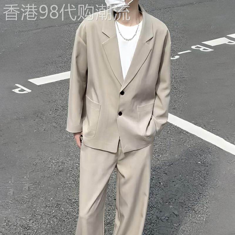 高端西装套装男2025春秋休闲两粒扣中款西服搭配直筒阔腿裤两件套