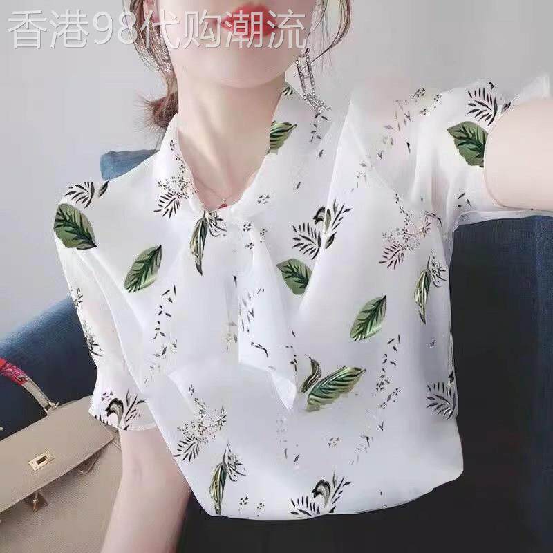 雪纺衫女士短袖夏季薄款2026新款宽松遮肚子减龄洋派半袖T恤上衣
