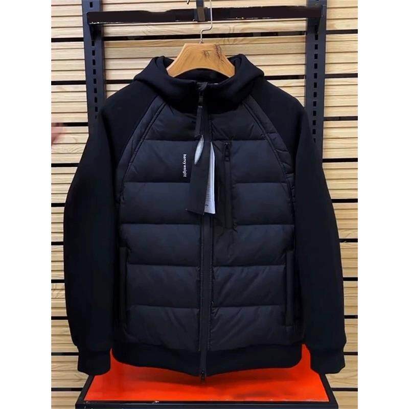 轻奢拼接连帽保暖羽绒服男士2025秋冬季新品高级感时尚夹克外套潮