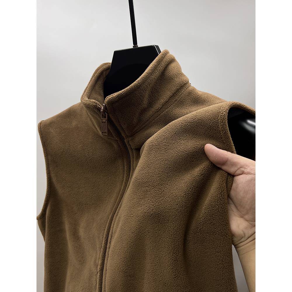 MAROLIO~展现您的个性魅力！摇粒绒立领马甲男秋冬款加厚无袖外套