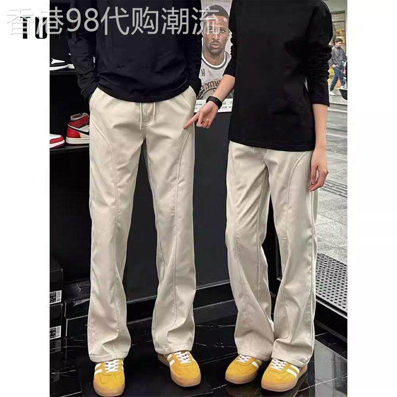 软壳防水冲锋裤子男士夏季潮牌宽松速干运动裤美式百搭斜切直筒裤