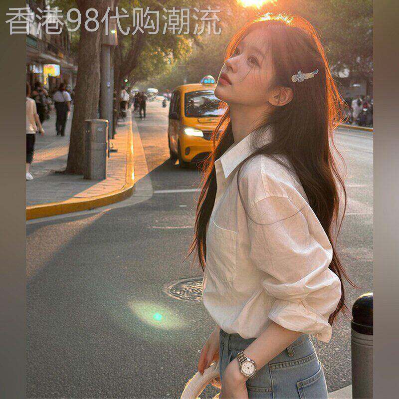 潮牌衬衫女上衣高级感轻奢减龄洋气春秋季2026新款宽松慵懒风衬衣