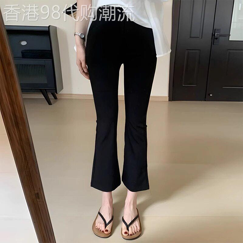 黑色微喇叭裤女2026夏季薄款高腰小个子九分裤冰丝清凉显瘦休闲裤