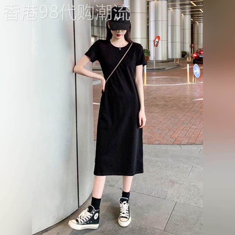 潮牌气质短袖连衣裙女夏季2026年新款显瘦休闲裙中长款t恤裙过膝