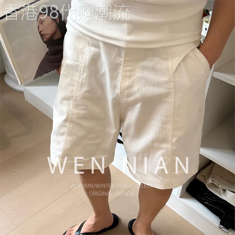 韩国WEN NIAN老钱风速干短裤男士2026夏季薄款休闲直筒五分裤潮牌