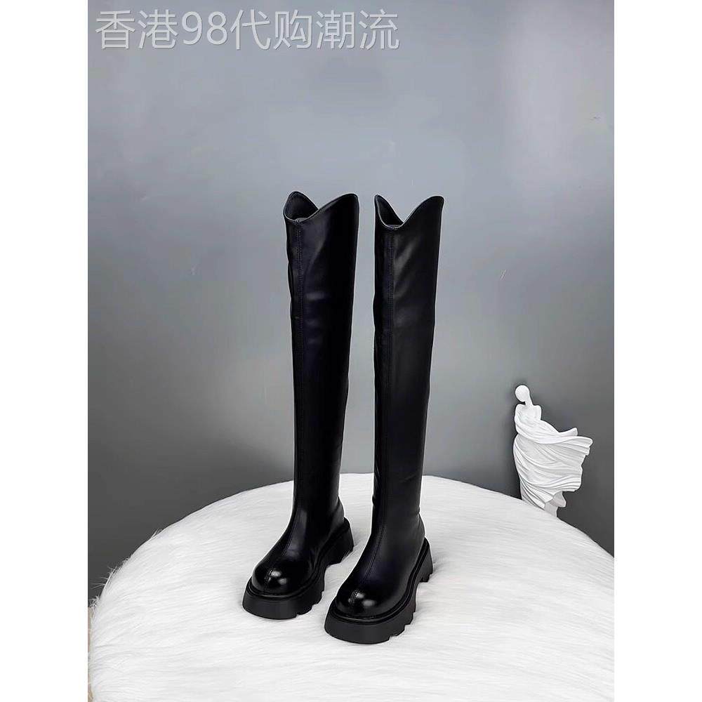 真皮厚底长筒靴女2025春秋新款高筒不过膝显瘦骑士爆款加绒长靴子
